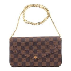 Louis Vuitton Pochette Felicie Damier Ebene Chain Wallet Shoulder Bag